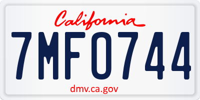CA license plate 7MFO744