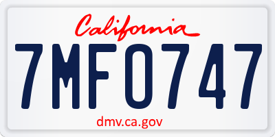 CA license plate 7MFO747