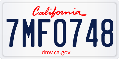 CA license plate 7MFO748