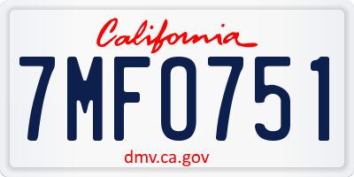 CA license plate 7MFO751