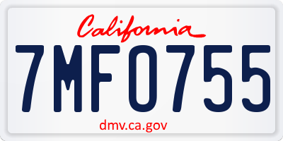CA license plate 7MFO755