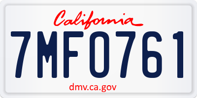 CA license plate 7MFO761