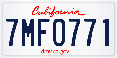 CA license plate 7MFO771
