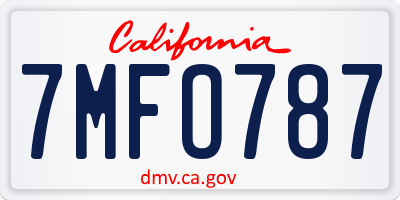CA license plate 7MFO787