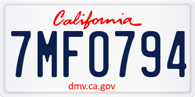 CA license plate 7MFO794