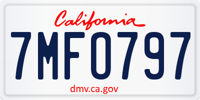 CA license plate 7MFO797