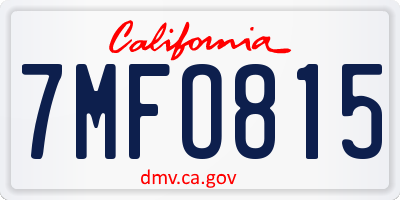 CA license plate 7MFO815