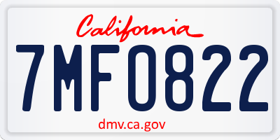 CA license plate 7MFO822