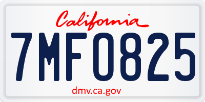 CA license plate 7MFO825