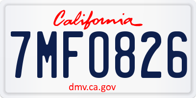 CA license plate 7MFO826