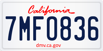 CA license plate 7MFO836