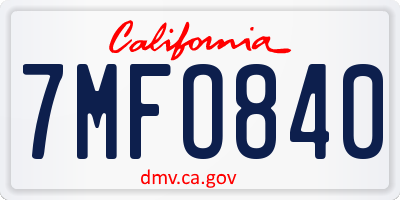 CA license plate 7MFO840