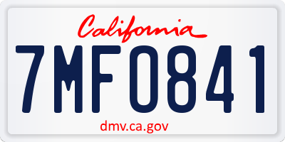 CA license plate 7MFO841