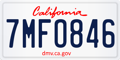 CA license plate 7MFO846