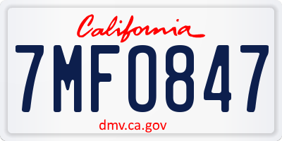 CA license plate 7MFO847
