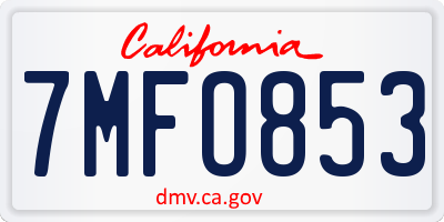 CA license plate 7MFO853