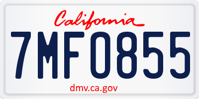 CA license plate 7MFO855
