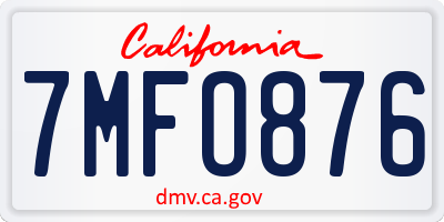 CA license plate 7MFO876