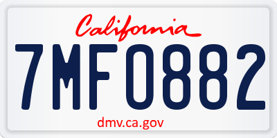 CA license plate 7MFO882