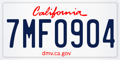 CA license plate 7MFO904