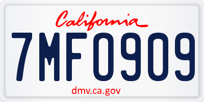 CA license plate 7MFO909