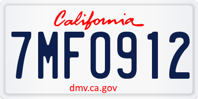 CA license plate 7MFO912