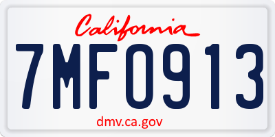 CA license plate 7MFO913