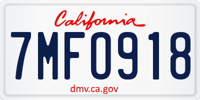 CA license plate 7MFO918