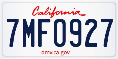 CA license plate 7MFO927
