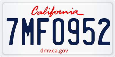 CA license plate 7MFO952