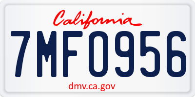 CA license plate 7MFO956