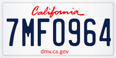 CA license plate 7MFO964