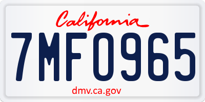 CA license plate 7MFO965
