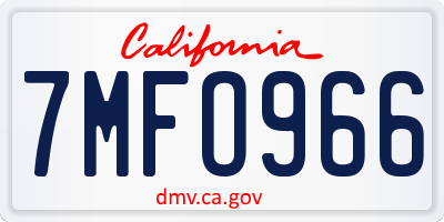 CA license plate 7MFO966