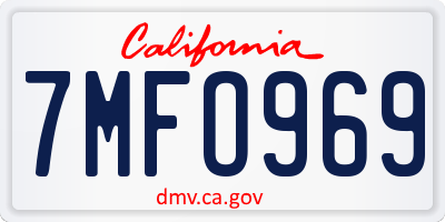 CA license plate 7MFO969
