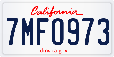 CA license plate 7MFO973