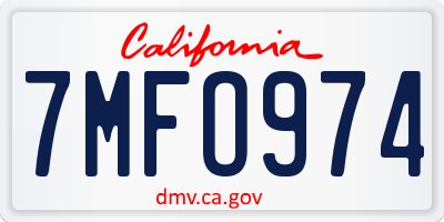 CA license plate 7MFO974