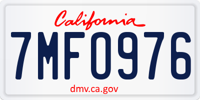 CA license plate 7MFO976