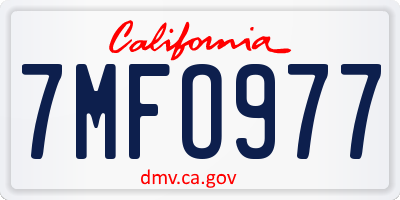 CA license plate 7MFO977