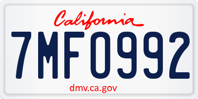 CA license plate 7MFO992