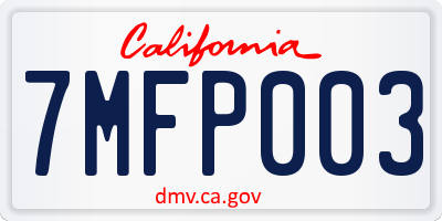 CA license plate 7MFP003