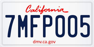 CA license plate 7MFP005