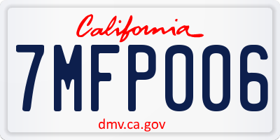 CA license plate 7MFP006
