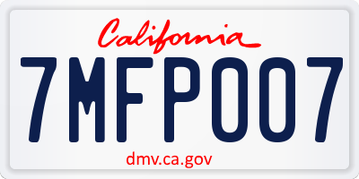 CA license plate 7MFP007