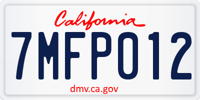 CA license plate 7MFP012