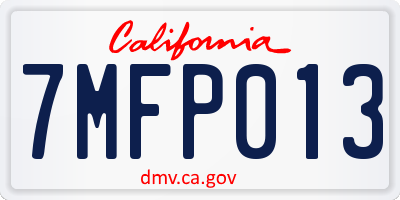 CA license plate 7MFP013
