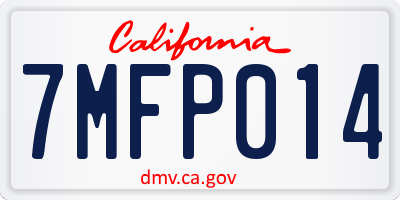 CA license plate 7MFP014