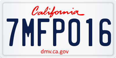 CA license plate 7MFP016