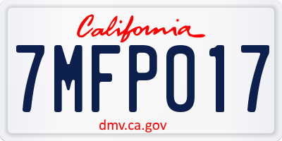 CA license plate 7MFP017