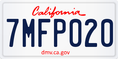 CA license plate 7MFP020
